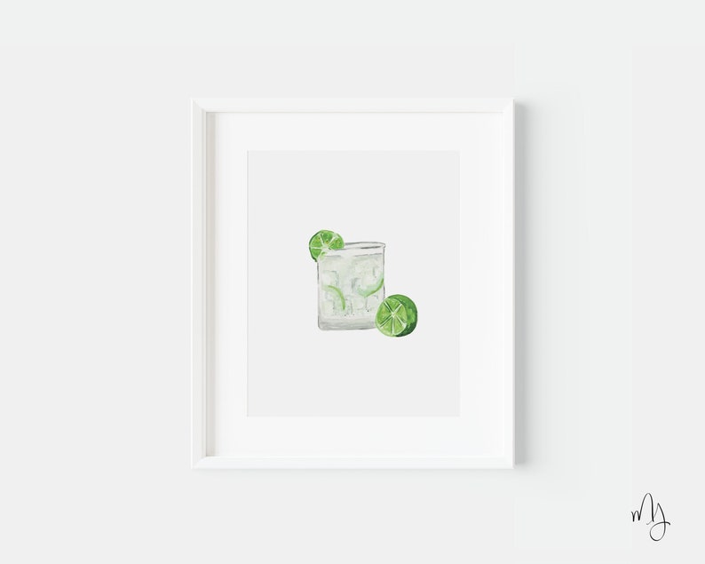 Gin and Tonic Cocktail Painted Watercolor Art Print Mocktail Etsy