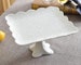 Ceramic Milk Glass Cake Stand / Vintage Wedding Cake Pedestal / White Cake Plate Ruffle Cake Stand / lace wedding cake stan 