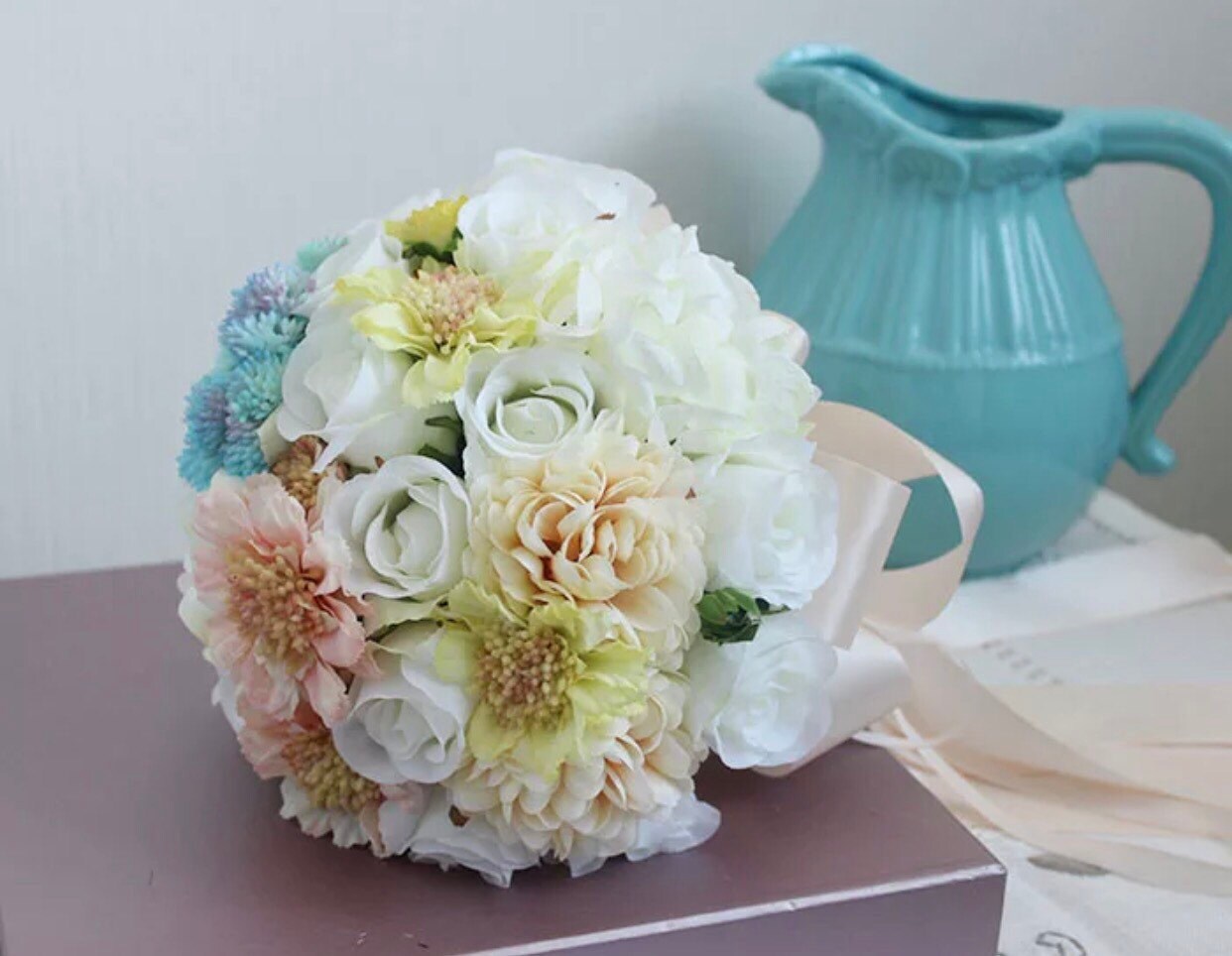 Handmade Natural Wedding real touch flower Bouquet Bridal Etsy