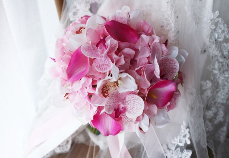 Handmade real touch flower Bouquet specially for Bridesmaid Etsy