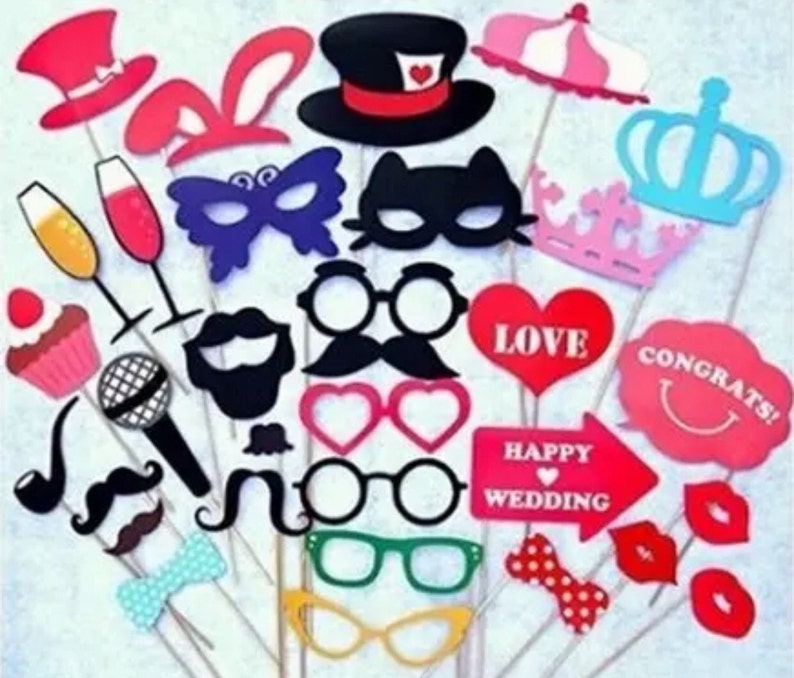 ON SALE Wedding Party Photo Booth Props 31 Piece Wedding Etsy