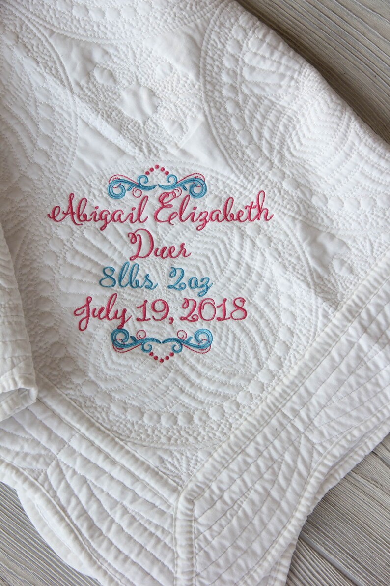 Baby Shower Gift Monogrammed Baby Blanket Newborn Keepsake Newborn Blanket Birth Announcement Baby Blanket Baby Quilt Newborn