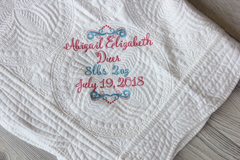 Baby Shower Gift Monogrammed Baby Blanket Newborn Keepsake Newborn Blanket Birth Announcement Baby Blanket Baby Quilt Newborn