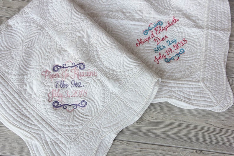 Baby Shower Gift Monogrammed Baby Blanket Newborn Keepsake Newborn Blanket Birth Announcement Baby Blanket Baby Quilt Newborn