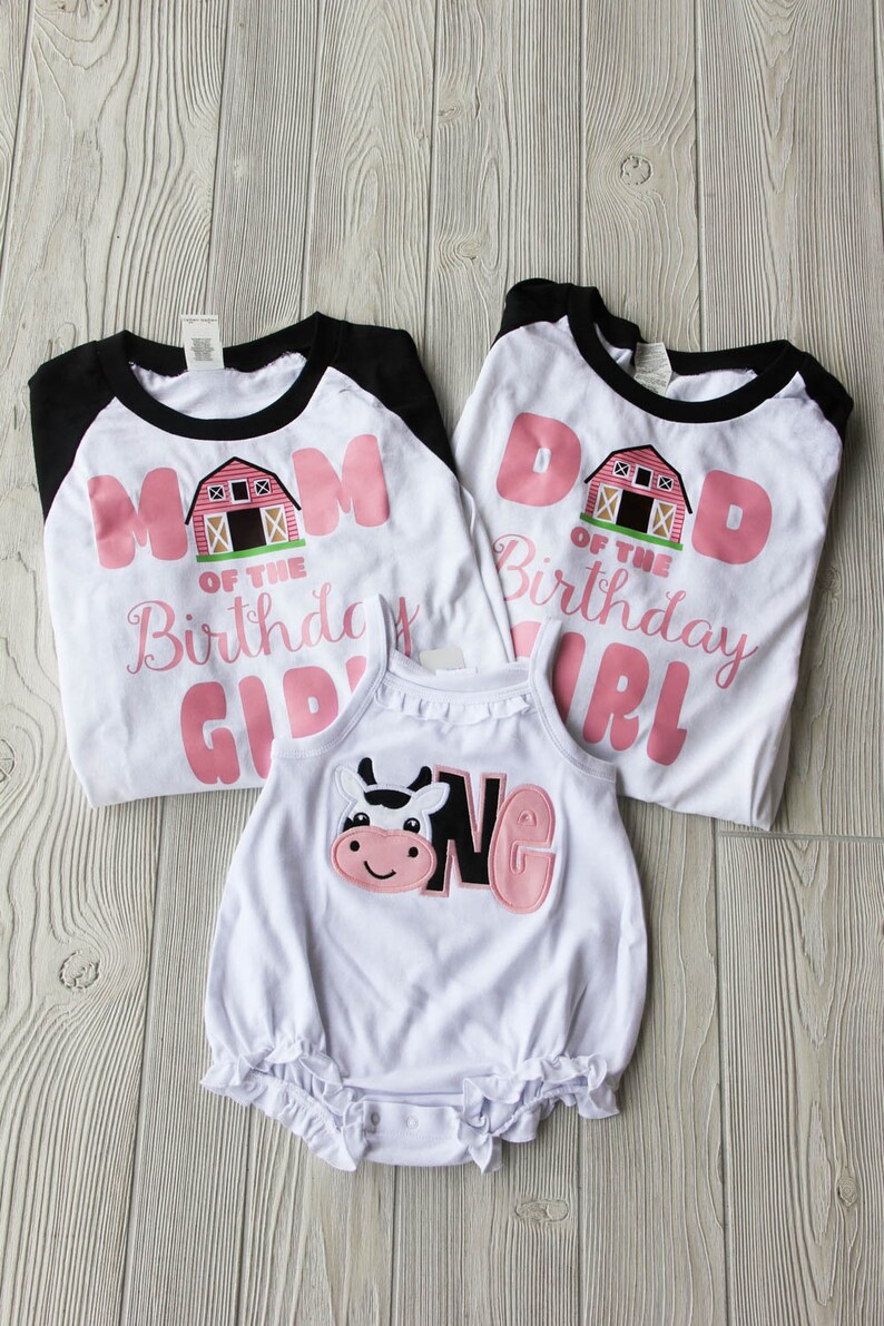 Cow Themed Birthday Shirts Cow Theme Girls Birthday Party Etsy