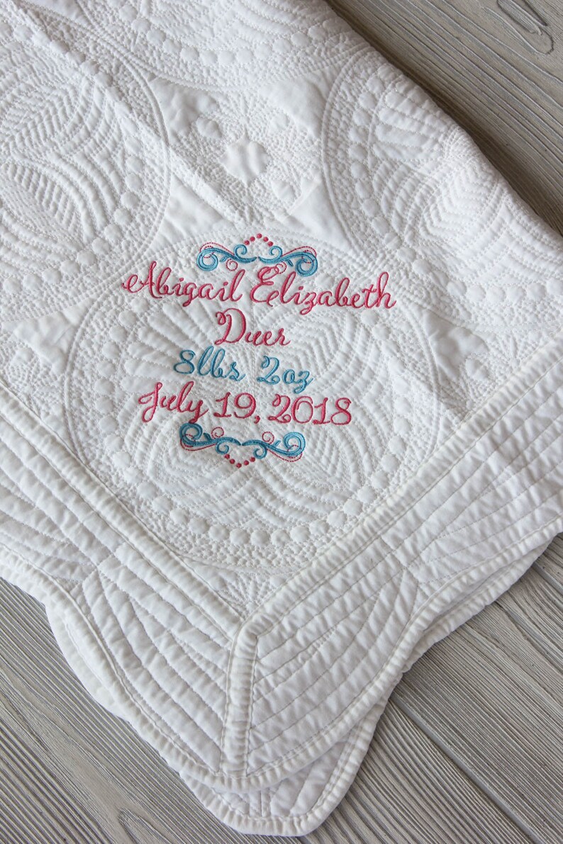 Baby Shower Gift Monogrammed Baby Blanket Newborn Keepsake Newborn Blanket Birth Announcement Baby Blanket Baby Quilt Newborn