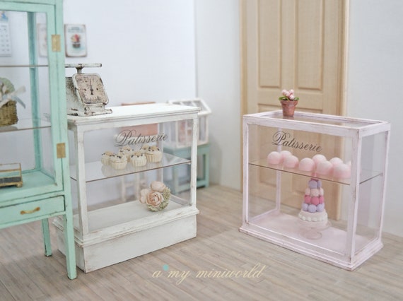 Présentoir pour maison de poupée, boulangerie ou boutique, meubles à l'échelle 1:12, chêne clair - France