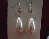 Item E-0597 - Caroline Murat Bonaparte Glass Pearl Earrings - Regency Earrings, Living History, Wedding Earrings, Georgian Earring