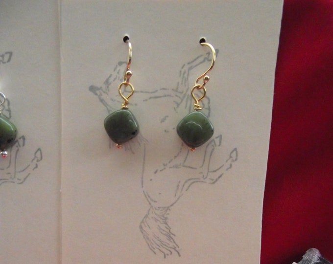 E-0163 - Sterling Silver or Gold-Filled Earwires with British Columbia Jade Diamond or Round Drops