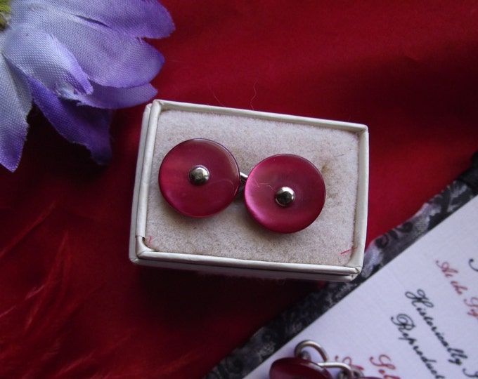 SL-0017R - Vintage Rose Pin Shank Mother of Pearl Sleeve Buttons - 7/16 inch