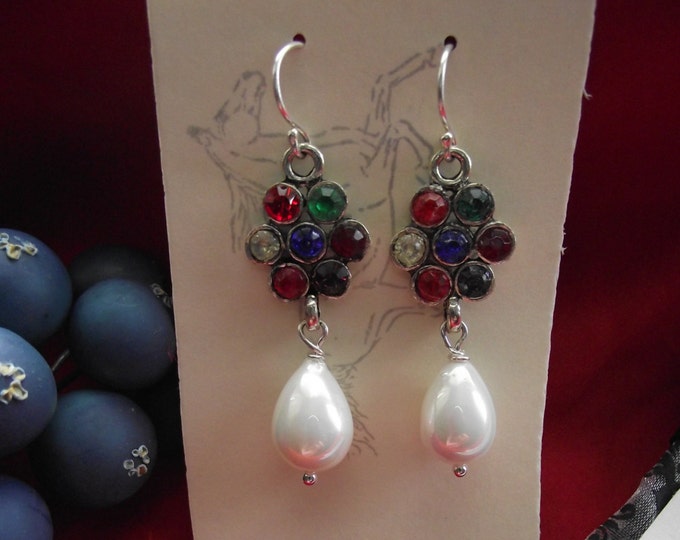 Item E-0472 - Sterling SIlver Earwires with REGARDS Cluster Earrings -  Acrostic jewelry - ADORE Earrings - Memento Mori