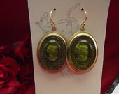 E-0550 - Glass Reverse Intaglio Cameo Earrings - 18th Century Earrings, Regency Earrings
