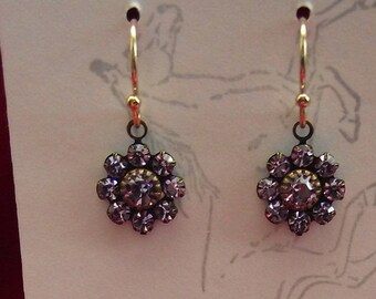 E-0388 - The Duchess - Gold-Filled Earwires or Leverback Swarovski Flower Clusters - Georgian Cluster, Regency Flowers
