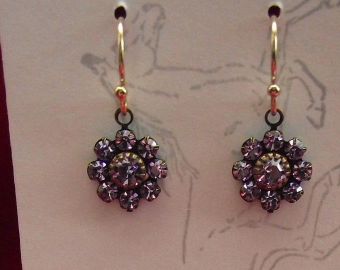 E-0388 - The Duchess - Gold-Filled Earwires or Leverback Swarovski Flower Clusters - Georgian Cluster, Regency Flowers