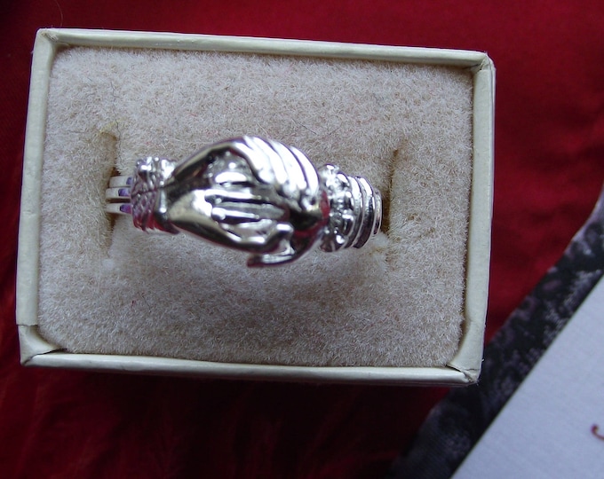 R-0074 - Fede or Gimmal Ring - Georgian Wedding Ring, Regency Wedding Ring, Renaissance Ring, Friendship Ring, Heart in Hand Ring