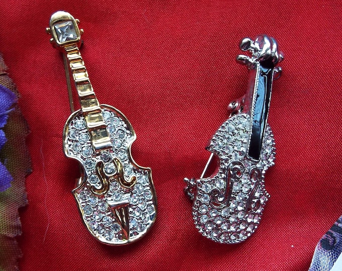 BR-0016V - Vintage Violin Brooch - Music, Violin, Fiddle, Music, Music Lovers, Muscian, Fiddle