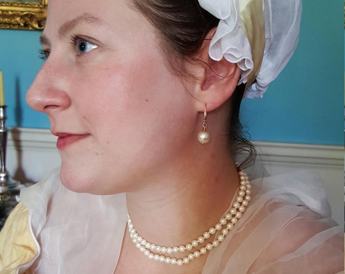 N-0150 - Vintage Cream Knotted Pearl Necklace - Georgian Pearl Necklace, Empress Josephine Pearl Necklace, TURN Washington's Spies