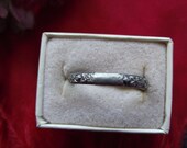 R-0001P -Sterling Silver Flower Wedding Band, Anniversary Ring, Posey Ring, Steampunk Ring, Goth Ring, Regency Ring, Georgian Ring