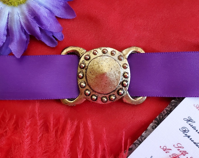 A-0002E - Antiqued Gold Sash Buckle or Belt Connector - Georgian Sash Connector, Regency Sash Connector, Victorian Sash Connector