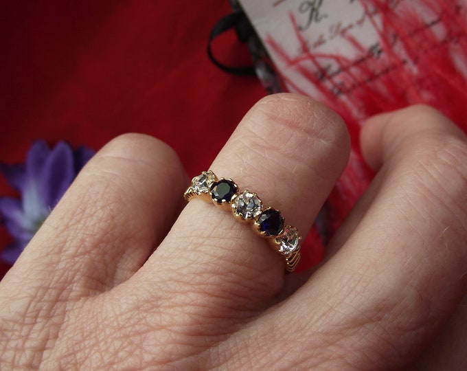 Lisa Real Sapphire and Clear Swarovski Crystal Wedding Ring - Satyr's Son - Roxton Family Saga by Lucinda Brant, Historical Romance