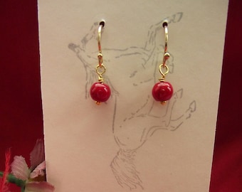 E-0014 - Boucles d'oreilles rondes en verre ou en pierre naturelle - Boucles d'oreilles régence, boucles d'oreilles géorgiennes, boucles d'oreilles Renaissance, boucles d'oreilles victoriennes, corail rouge