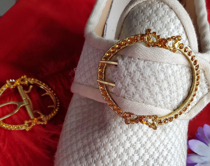 SB-0016TP - The Charlotte TOPAZ Paste 18th Century Reproduction Shoe Buckle - Georgian Shoe Buckle - Georgian Buckle EXCLUSIVE