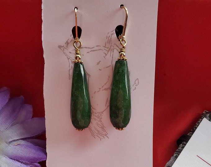 E-0623M - Dyed Jade Earrings, Renaissance Earrings, Georgian Earrings, Regency Earrings, Victorian Earrings
