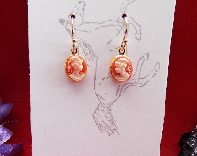 E-0239 - Simple Cameo, Glass, or Gemstone Earrings - Cameos