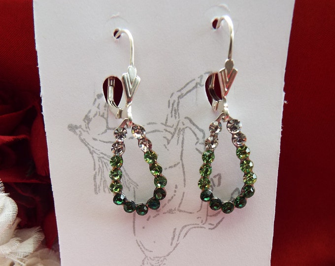 E-0573A - Swarovski Crystal Teardrop Earrings - Reenactor Earrings, Georgian Earrings, Regency Earrings, Swarovski Crystal Earrings