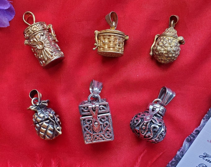 PE-0076A - Prayer Box, Wish Pendant, or Perfume Box - Various Shapes and Colors, Pendant, Trinket