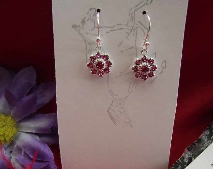 E-0388 - The Duchess - Sterling Silver Earwires with Swarovski Flower Clusters - Georgian Cluster, Regency Flowers