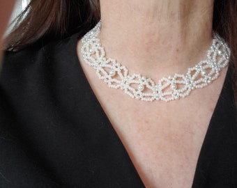 N-0162R - Martha Washington Reproduction Pearl Choker EXCLUSIVE - Festoon Pearl Necklace, Martha's Style