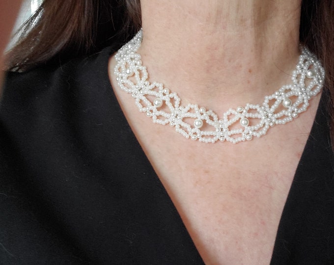 N-0162R - Martha Washington Reproduction Pearl Choker EXCLUSIVE - Festoon Pearl Necklace, Martha's Style