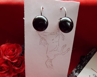 E-0587M - Vintage Onyx Button Earrings - Memento Mori - Georgian Earrings, Regency Earrings, Memorial Earrings, Mourning Earrings