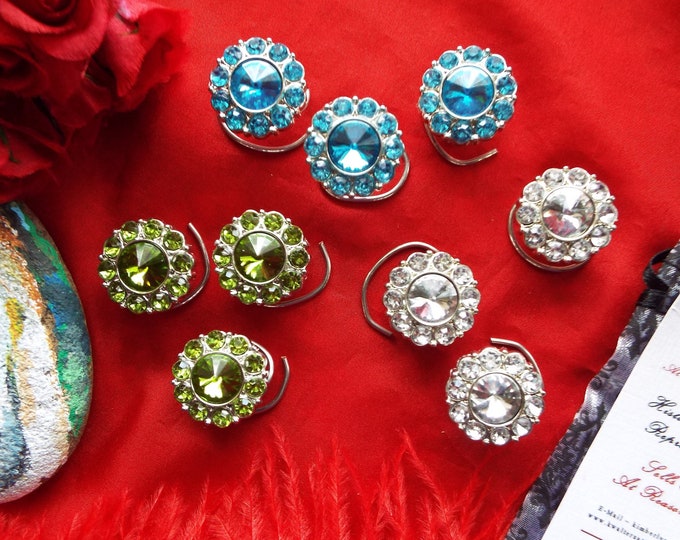 HA-0078F - Clear Rhinestone Forget Me Not Hair Swirls - Hair Sprigs, Rhinestone, Crystal, Paste Hair Swirls