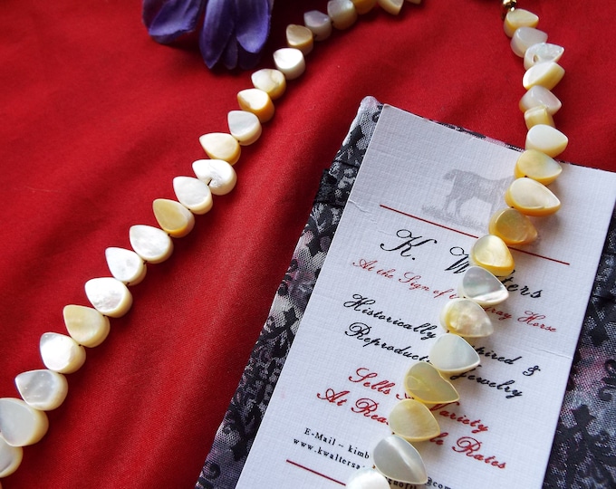 Item N-0058T - Mother of Pearl Necklace,  Regency Necklace, Georgian Necklace, Victorian Necklace, Civil War Necklace