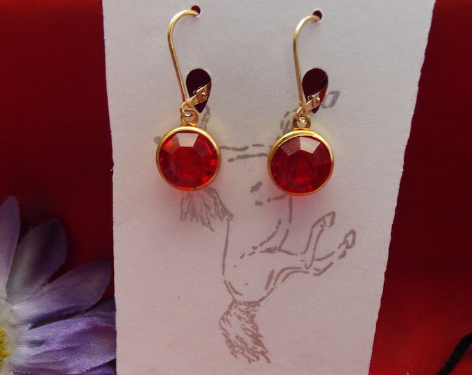 E-0612E - The Elizabeth- Gold Filled Leverback with Round Swarovski Crystal Drop - Georgian, Regency, Victorian, Civil War, Prom Earrings