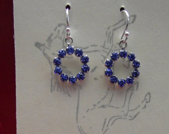 E-0573 - Swarovski Crystal Circle Earrings - Reenactor Earrings, Georgian Earrings, Regency Earrings, Swarovski Crystal Earrings