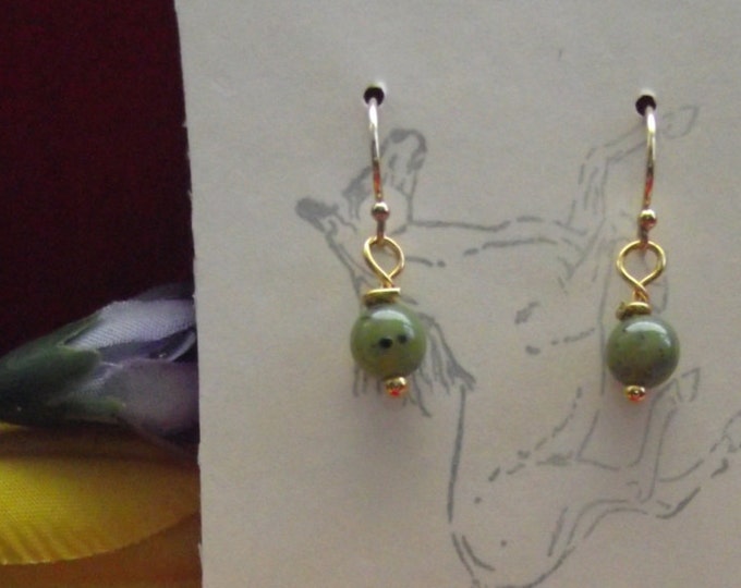 E-0163 - Sterling Silver or Gold-Filled Earwires with British Columbia Jade Diamond or Round Drops
