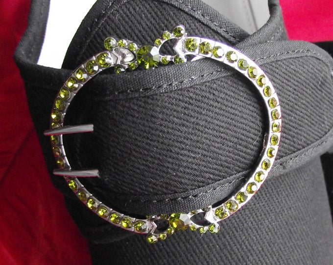 SB-0016O - The Charlotte OLIVINE 18th Century Reproduction Shoe Buckle - Georgian Shoe Buckle - Georgian Buckle EXCLUSIVE