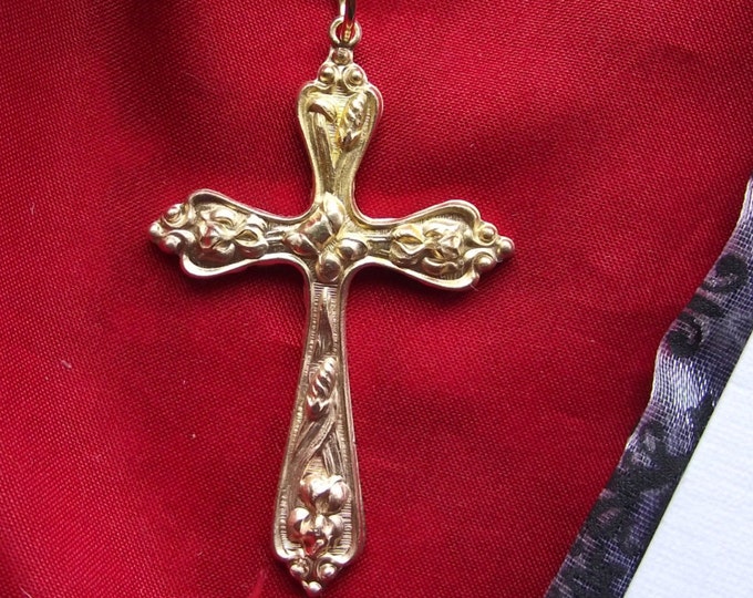 Item PE-0029 - 1-3/4 inch Vintage Die Cast Cross - Rosary Cross - Living history Cross - Regency Cross - Georgian Cross