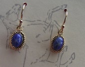 Item E-0212 - Gold Filled Leverback Vintage Glass Cabochons - Sweetheart Hearrings, Georgian Earrings, Costuming, Regency Earrings, Dainty