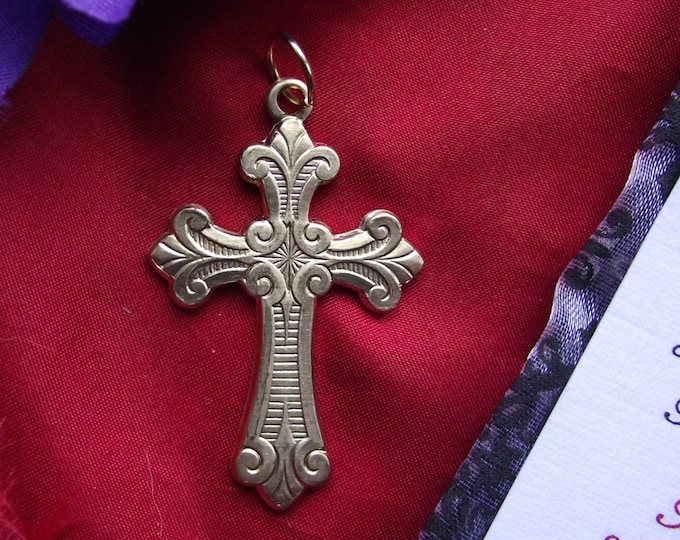 PE-0043 - 1-1/4 inch Vintage Scroll Cross - Rosary Cross - Living history Cross - Regency Cross - Georgian Cross