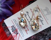 E-0597C - Caroline Murat Bonaparte Cultured Pearl Earrings - Regency Earrings, Living History, Wedding Earrings, Georgian Earring