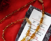 Item N-0095A - Faceted Cut Amber Glass - Inspired Martha Washington Necklace
