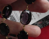 N-0107 - Amethyst Glass Georgian Collet Necklace - Georgian Paste Necklace, Georgian Paste Earrings, 18th century Paste and Pearls