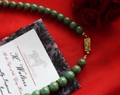 Item B-0051T - Green Turquoise Glass Necklace - Regency Necklace, Georgian Necklace, Peridot, Green, Silver