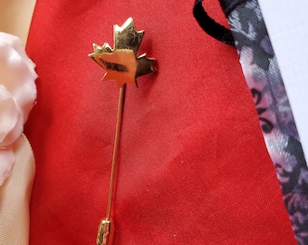 P-0003A - Vintage Stick Pins - Canada, Maple Leaf, Topaz, Stick Pin, Trifari