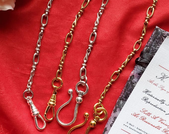 MWC-0043 - Vintage Watch Chain, Reenactor Watch Chain, Pocket Watch Chain