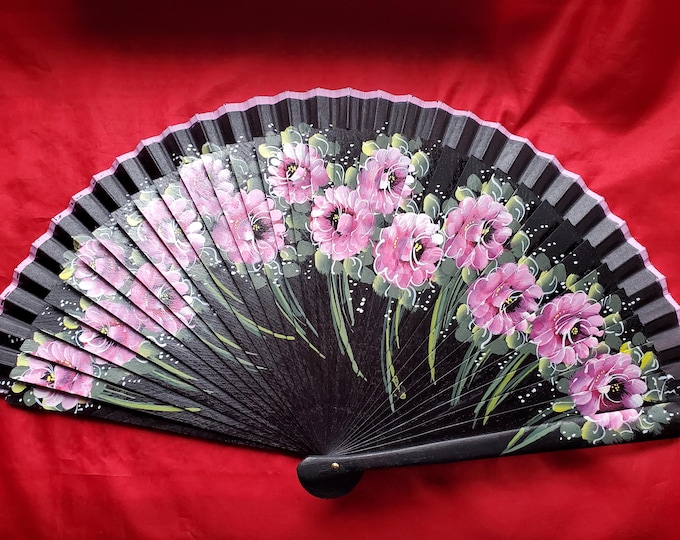 F-0009 - Wooden Style Hand Painted Fan - Georgian Fan, Regency Fan, Victorian Fan, Hand Fan,